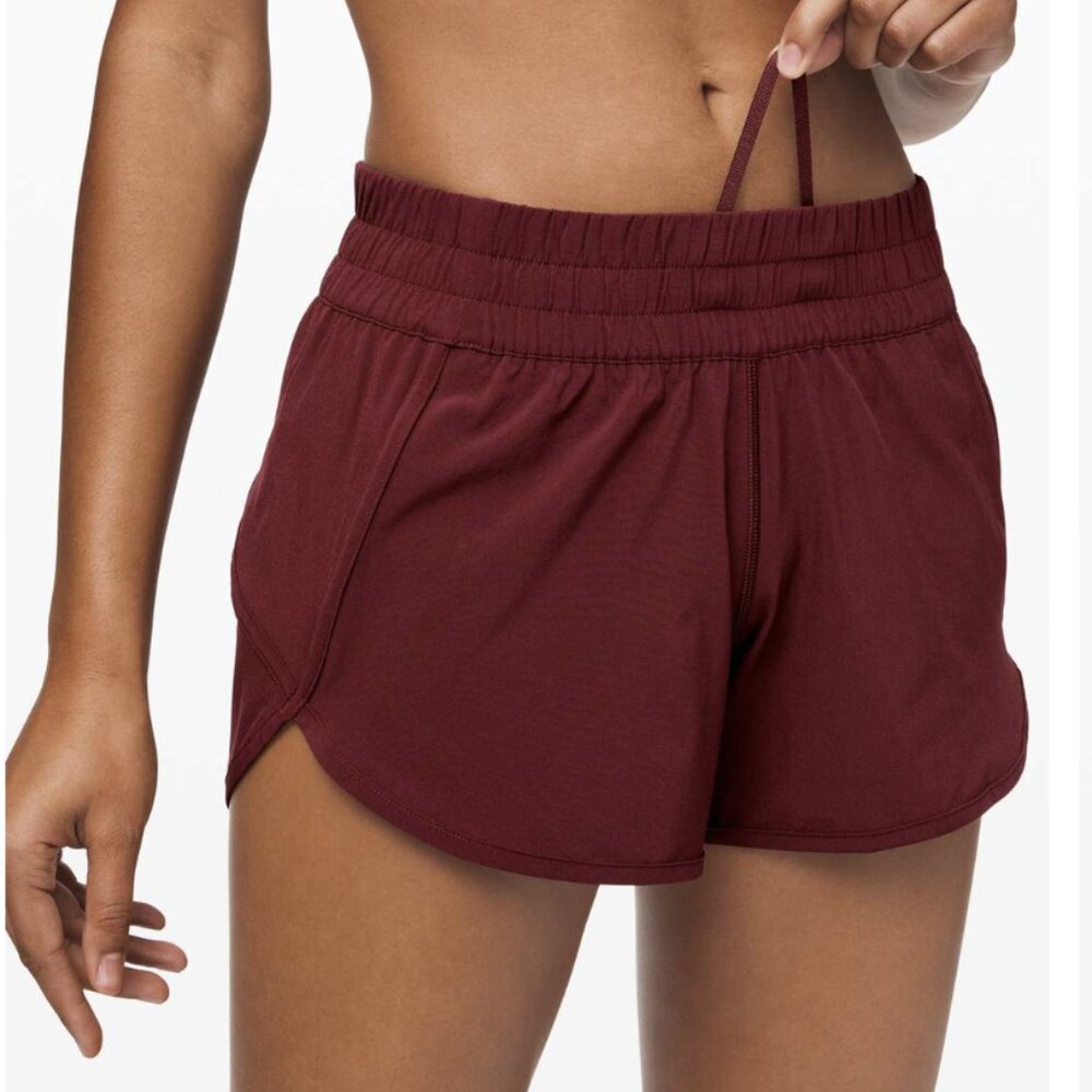Lululemon Tracker Short V *4" Deep Rouge Red Swift Liner Elasticated Waist Sz 2